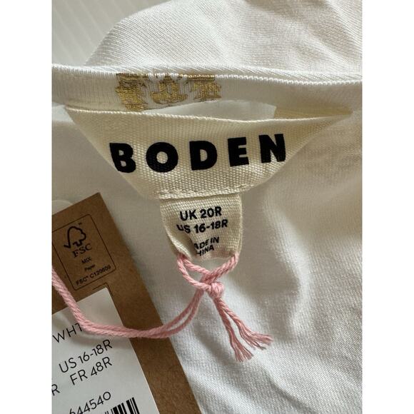 Boden Maxi Dress Size 16/18 White Gold Foil Leaves Ruffle Hem Deep V-Neck NWT - Picture 7 of 11